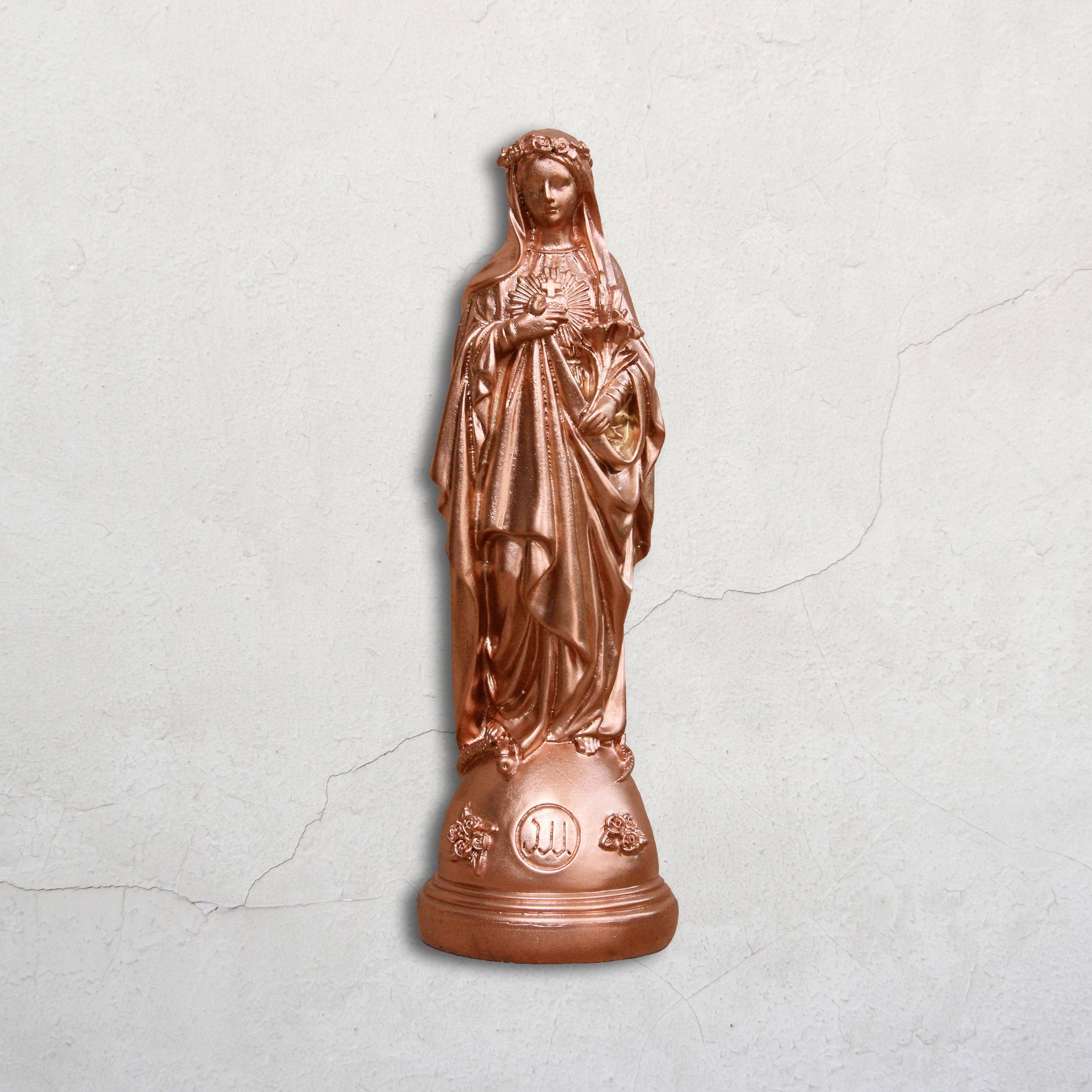 Statuette Marie aux fleurs - Cuivre