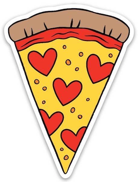 Pizza Hearts Die Cut Sticker