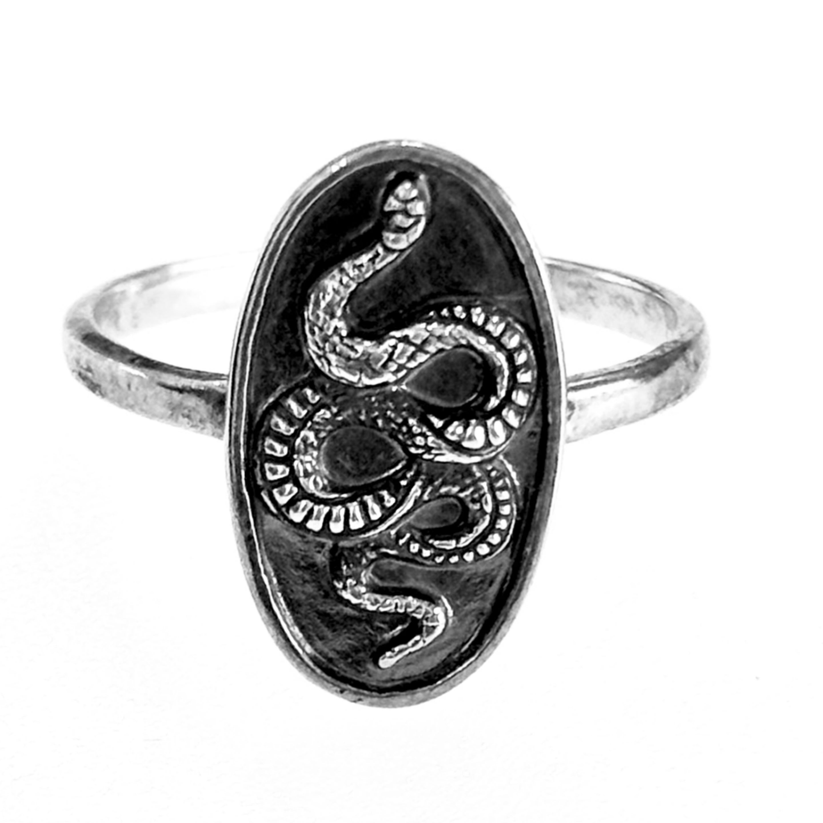 Silver Snake Signet Ring