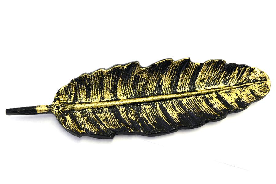 Golden Metal Narrow Leaf Incense Burner