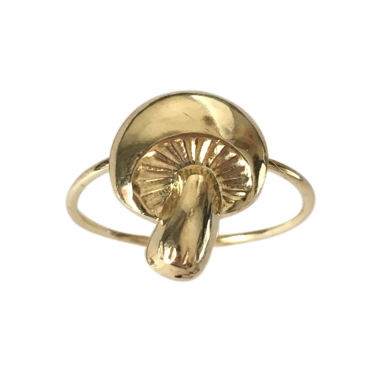 Magic Mushroom Golden Handmade 100% Brass Ring