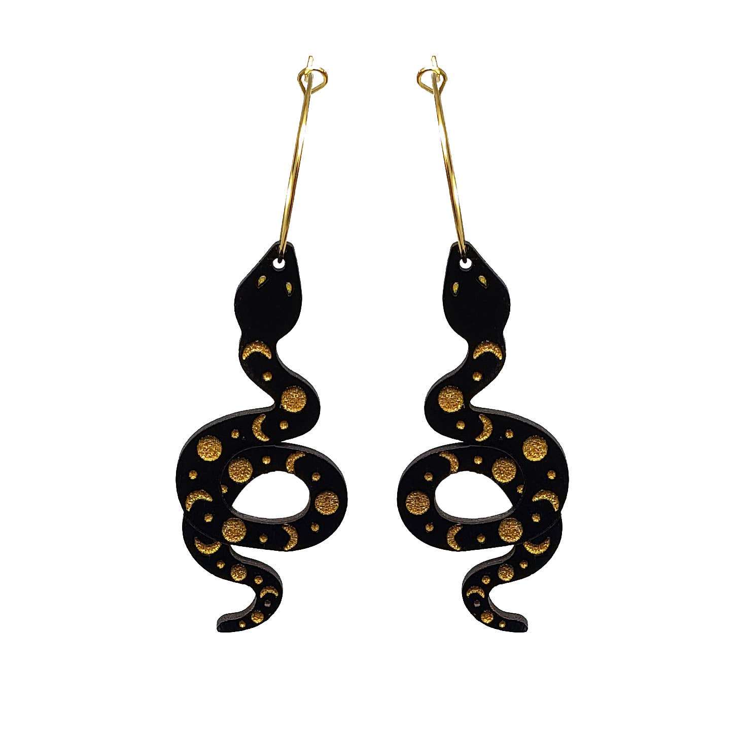 Moon Phases Snake Hoop Earrings