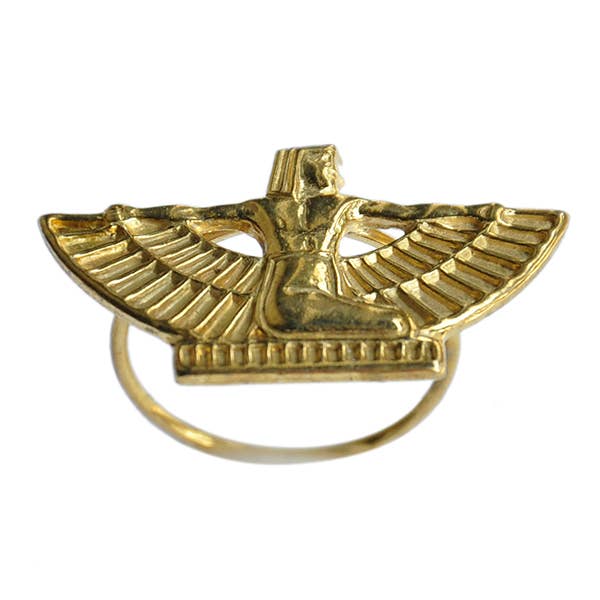 Egyptian Goddess Isis Handmade Brass Ring size 6