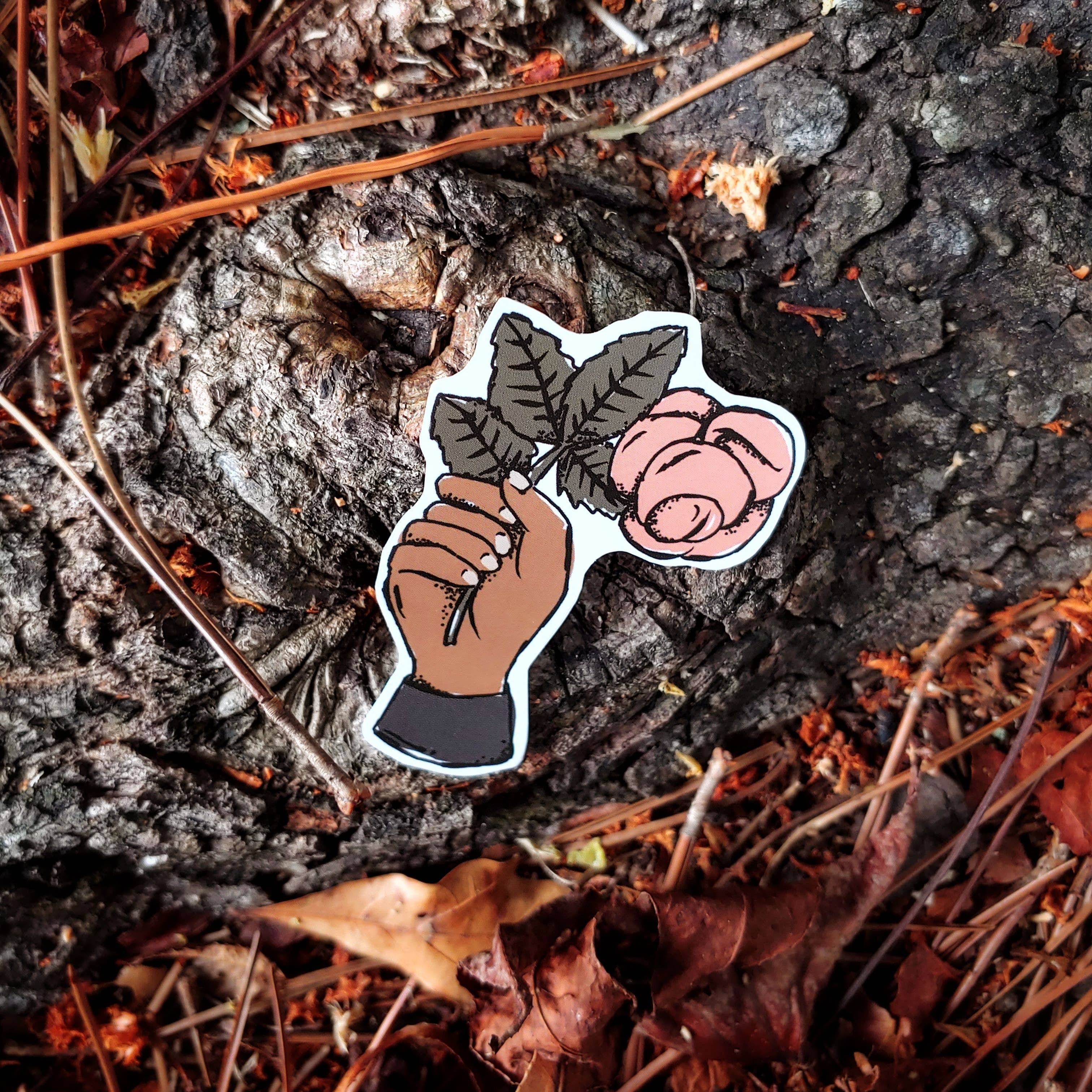 Hand and Rose Vinyl Sticker