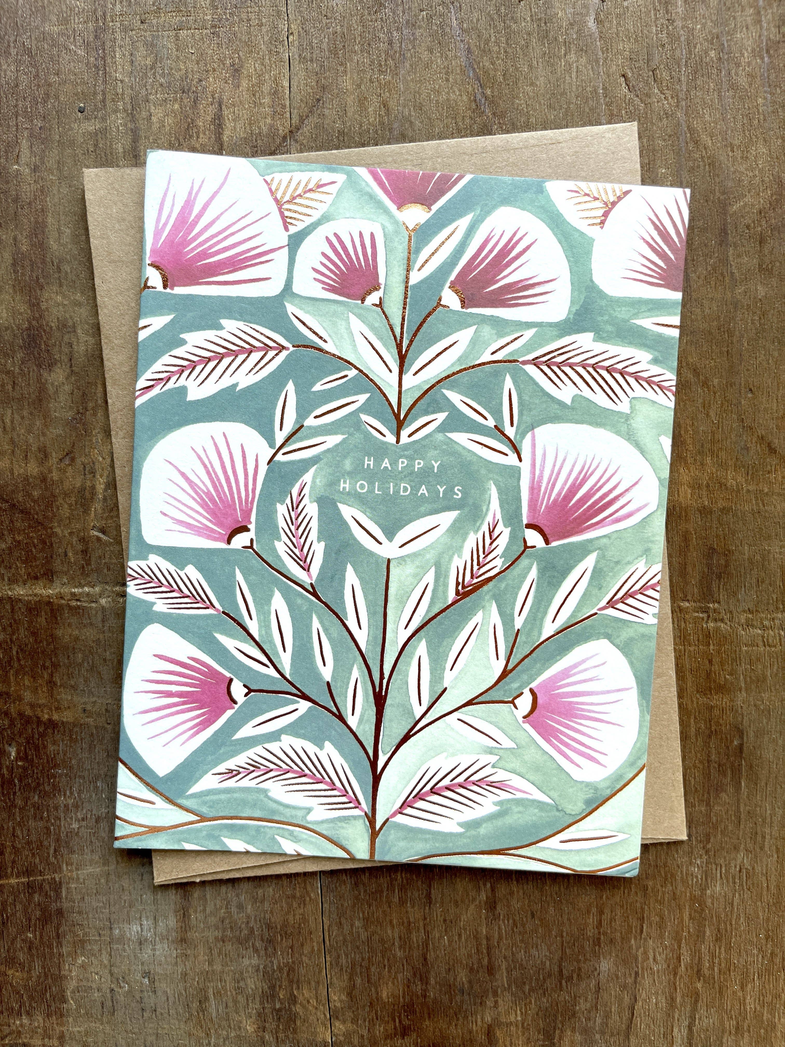 "Happy Holidays" Foil Printed Holiday Card