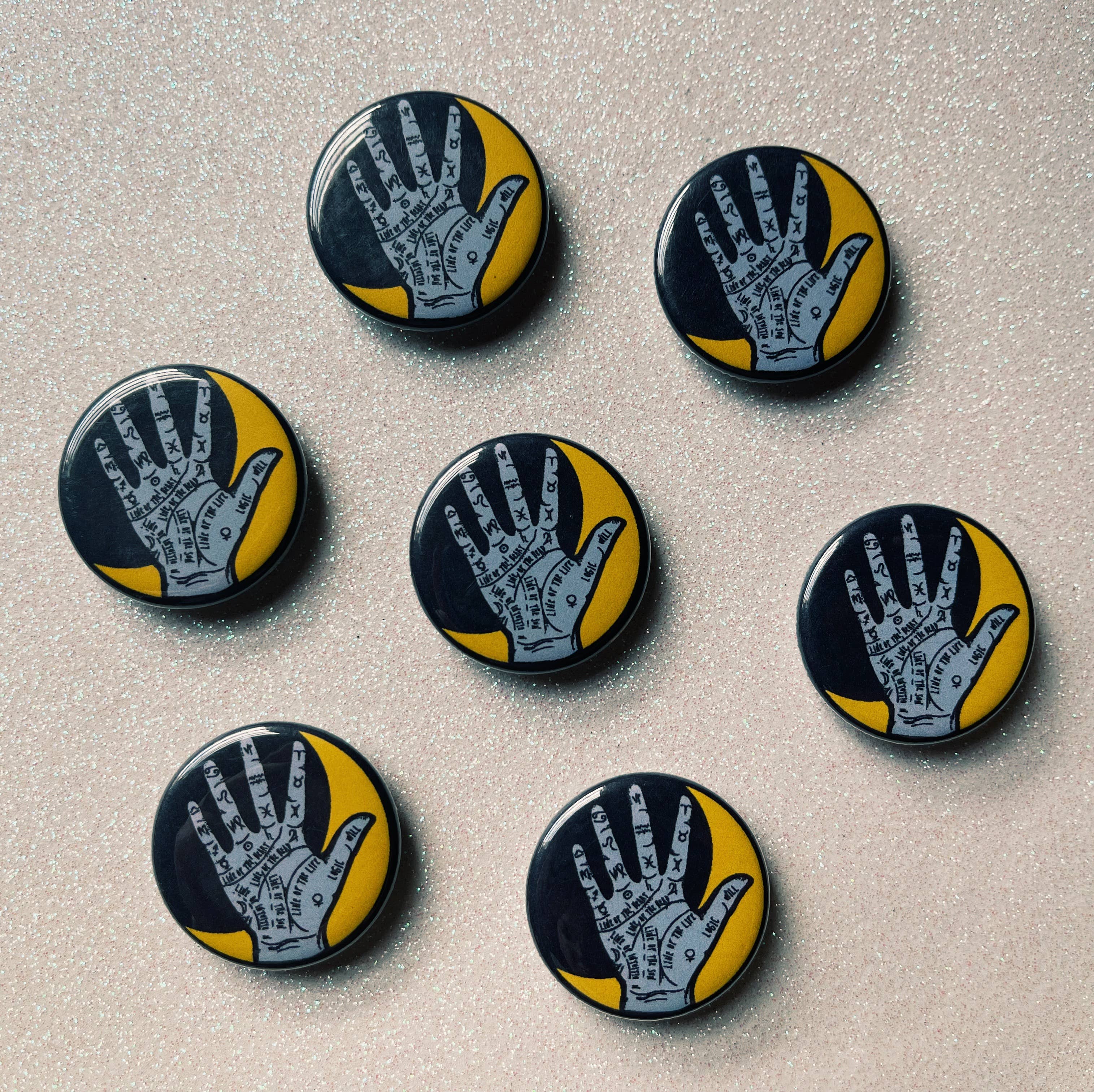 Witchy Moon and Palmistry Button