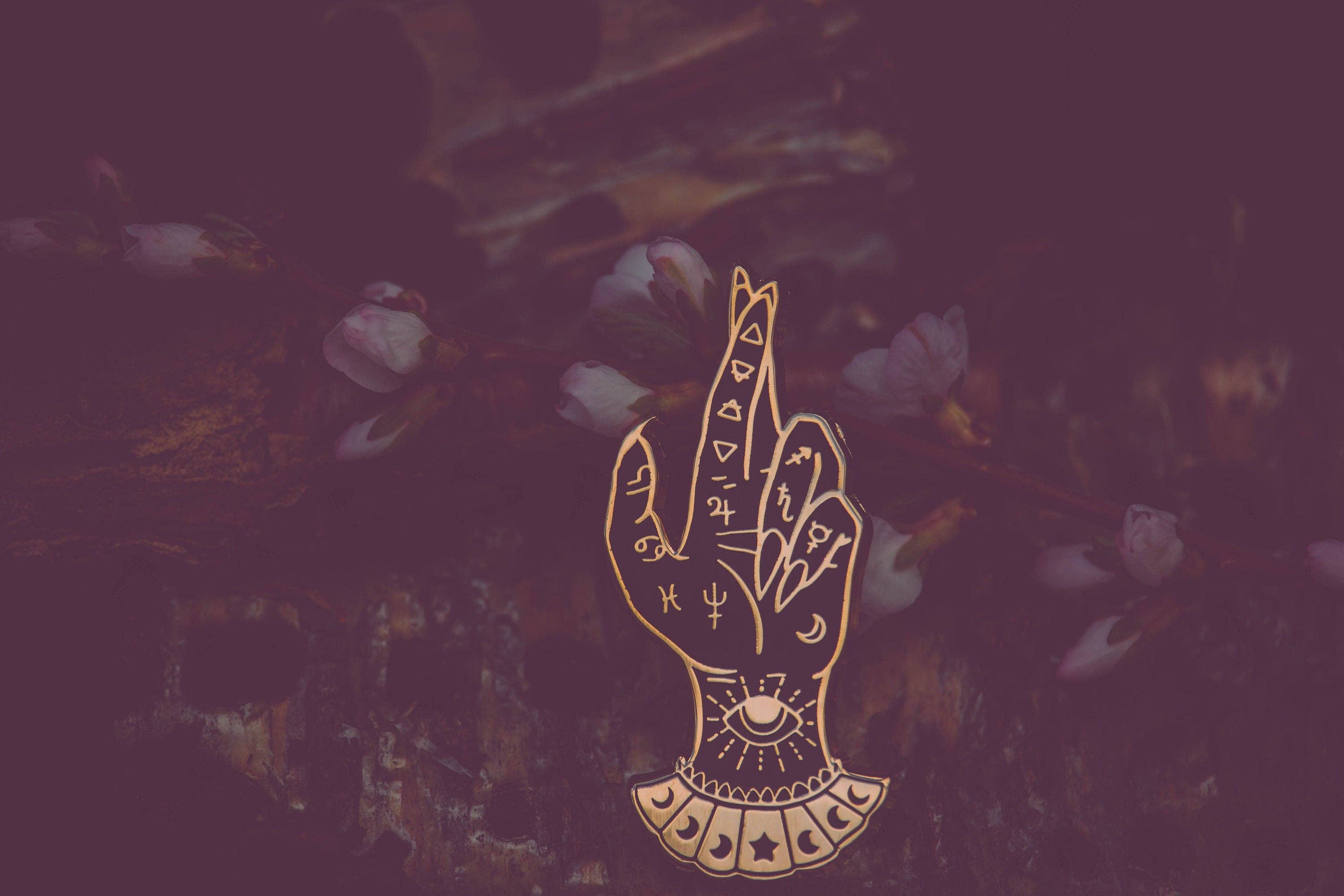 Palm Reader - Enamel Pin (black & gold variant)