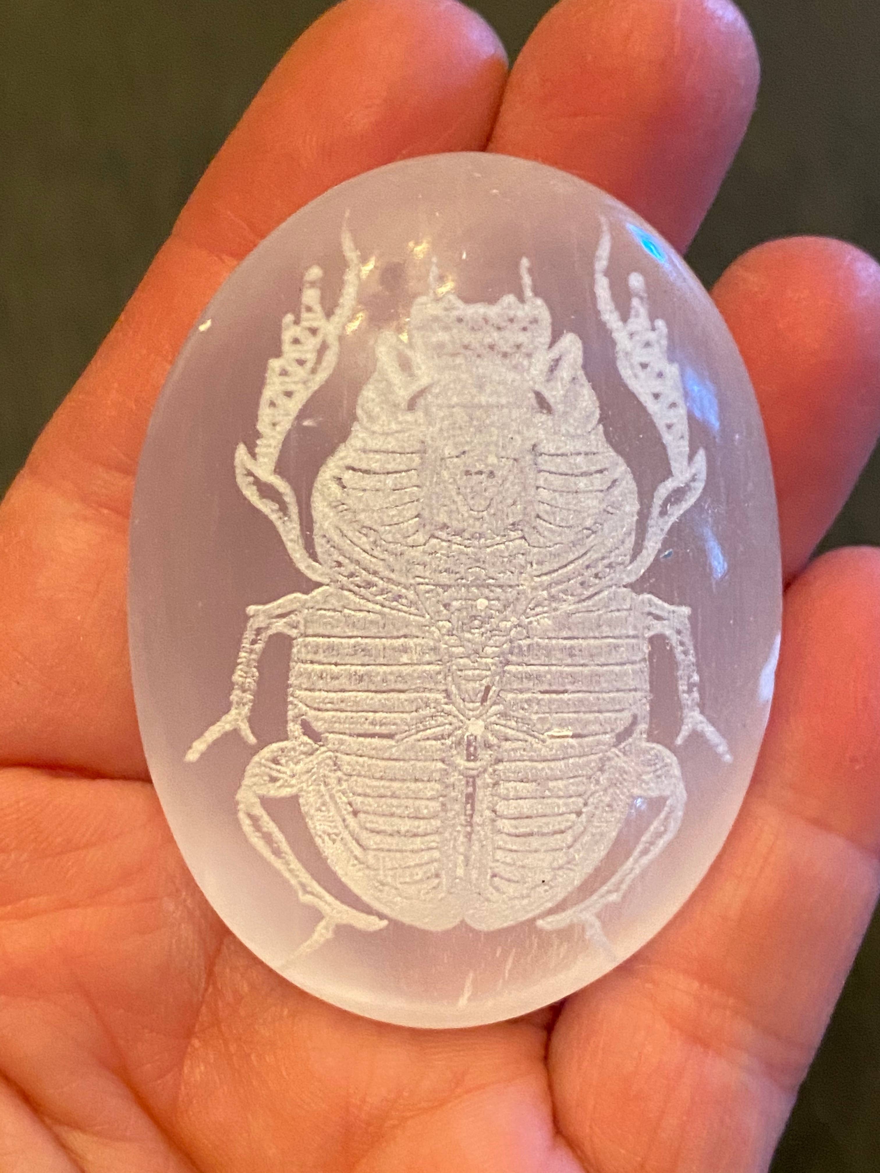 Engraved Selenite Scarab