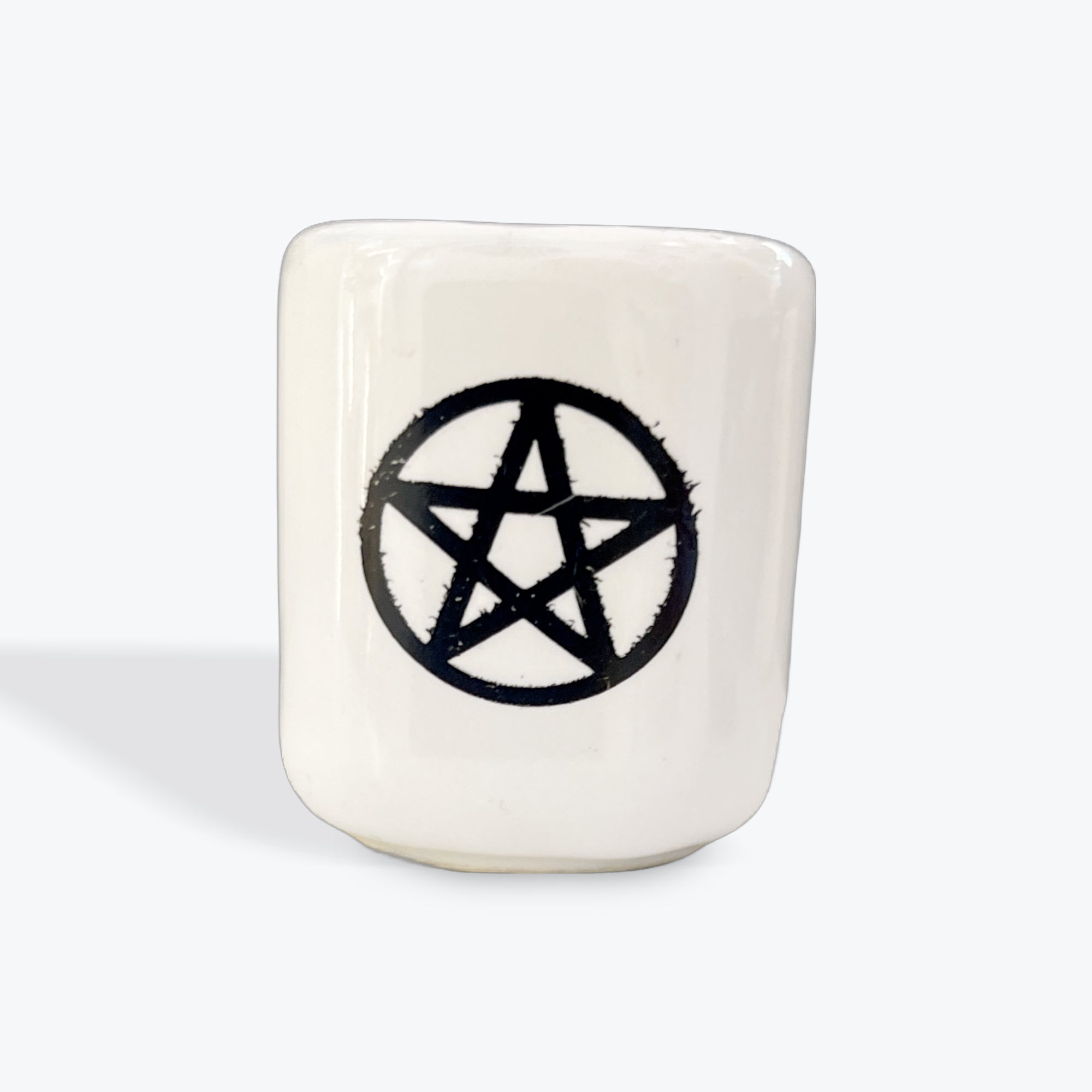 White with Black Pentagram Chime Candle Holder