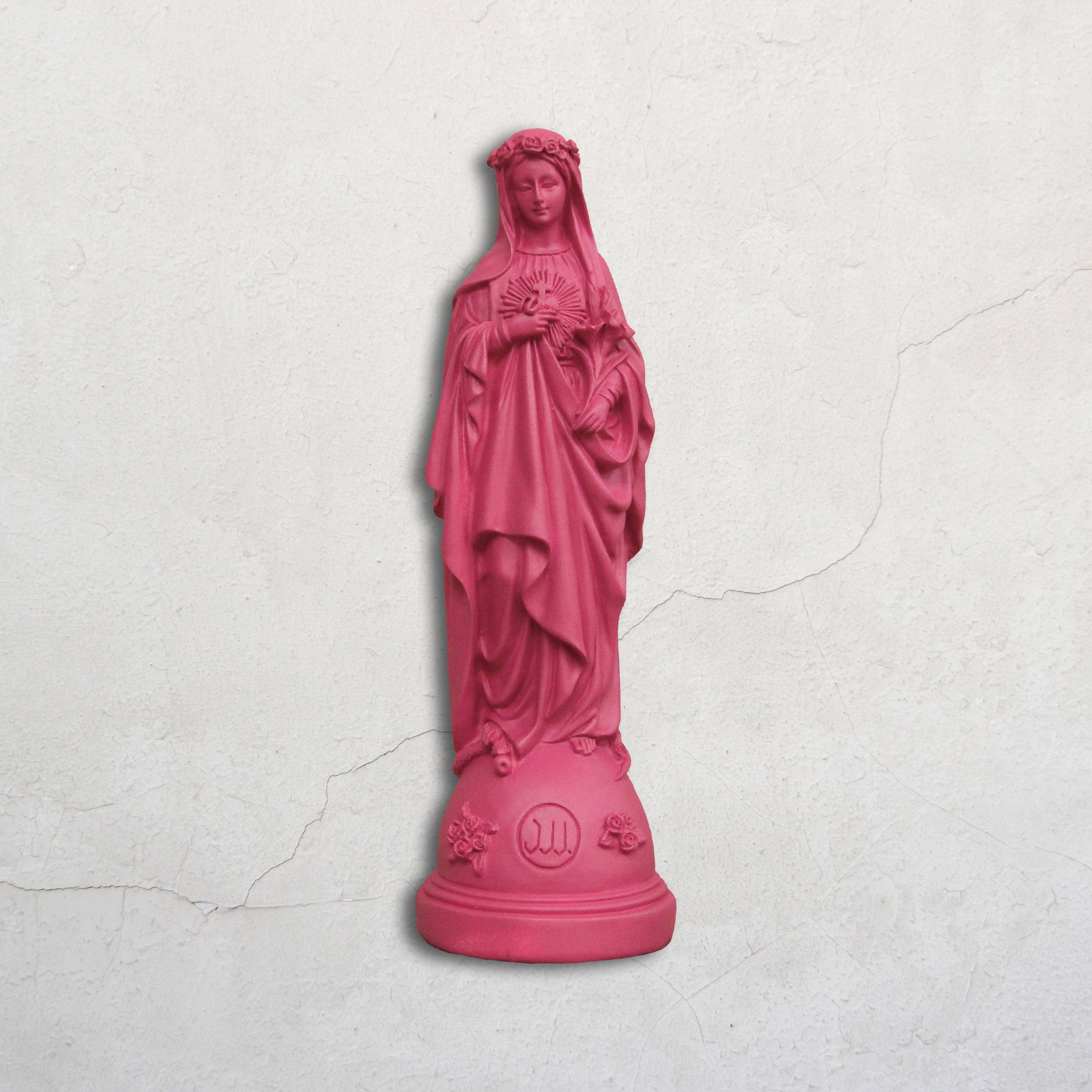 Statuette Marie aux fleurs - Framboise