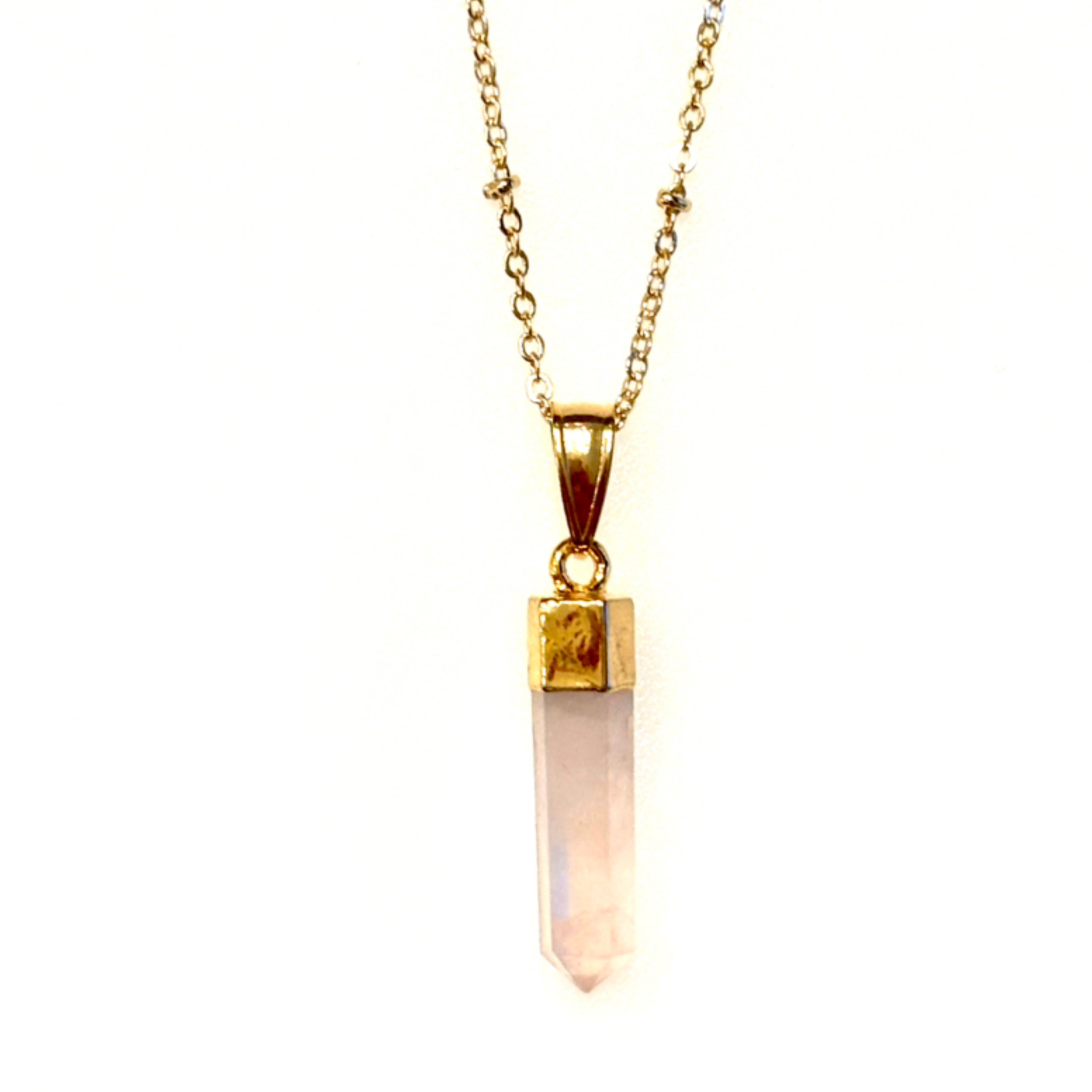 Rose Quartz Point Necklace