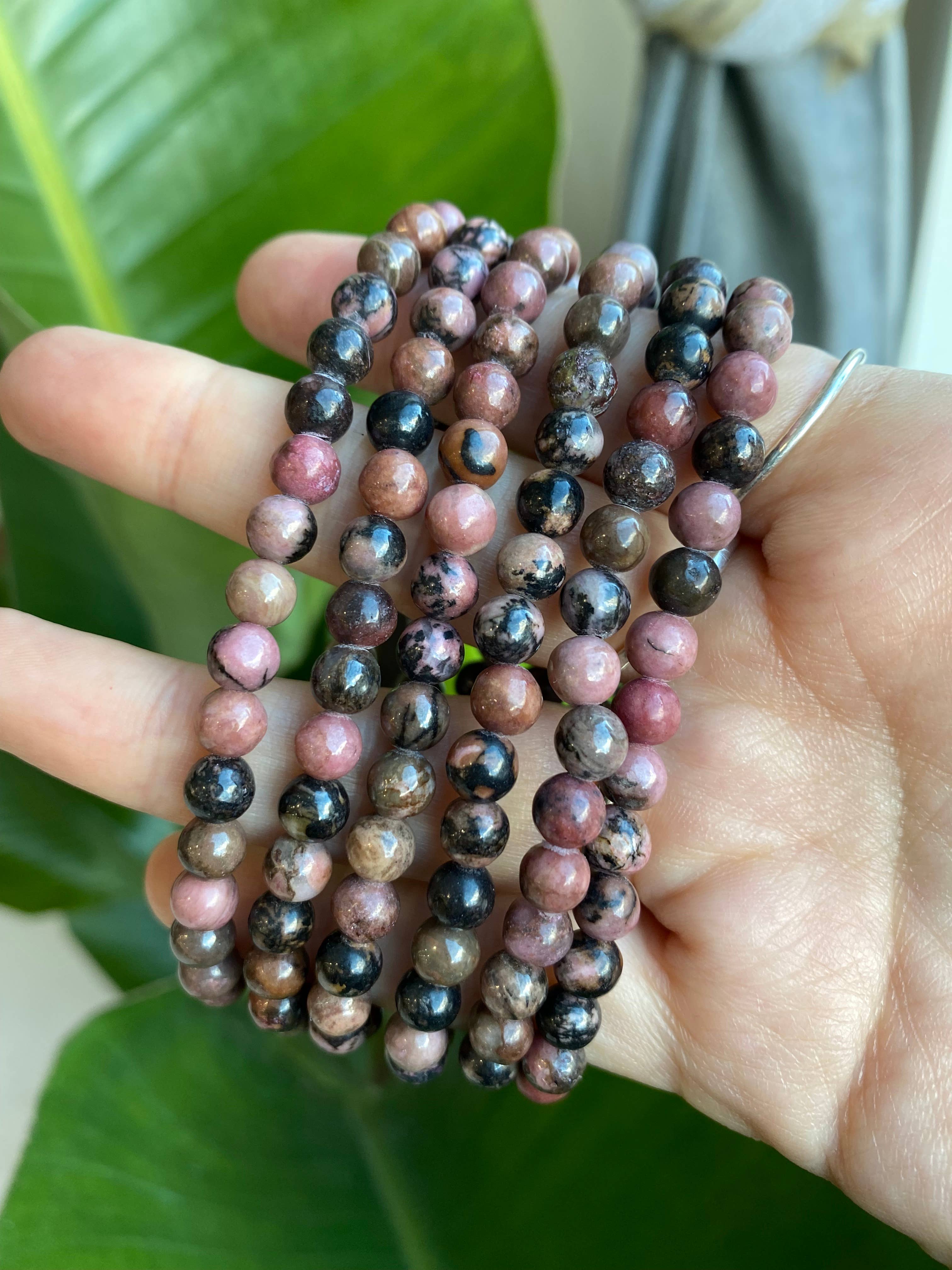 Rhodonite Crystal Beaded Bracelet