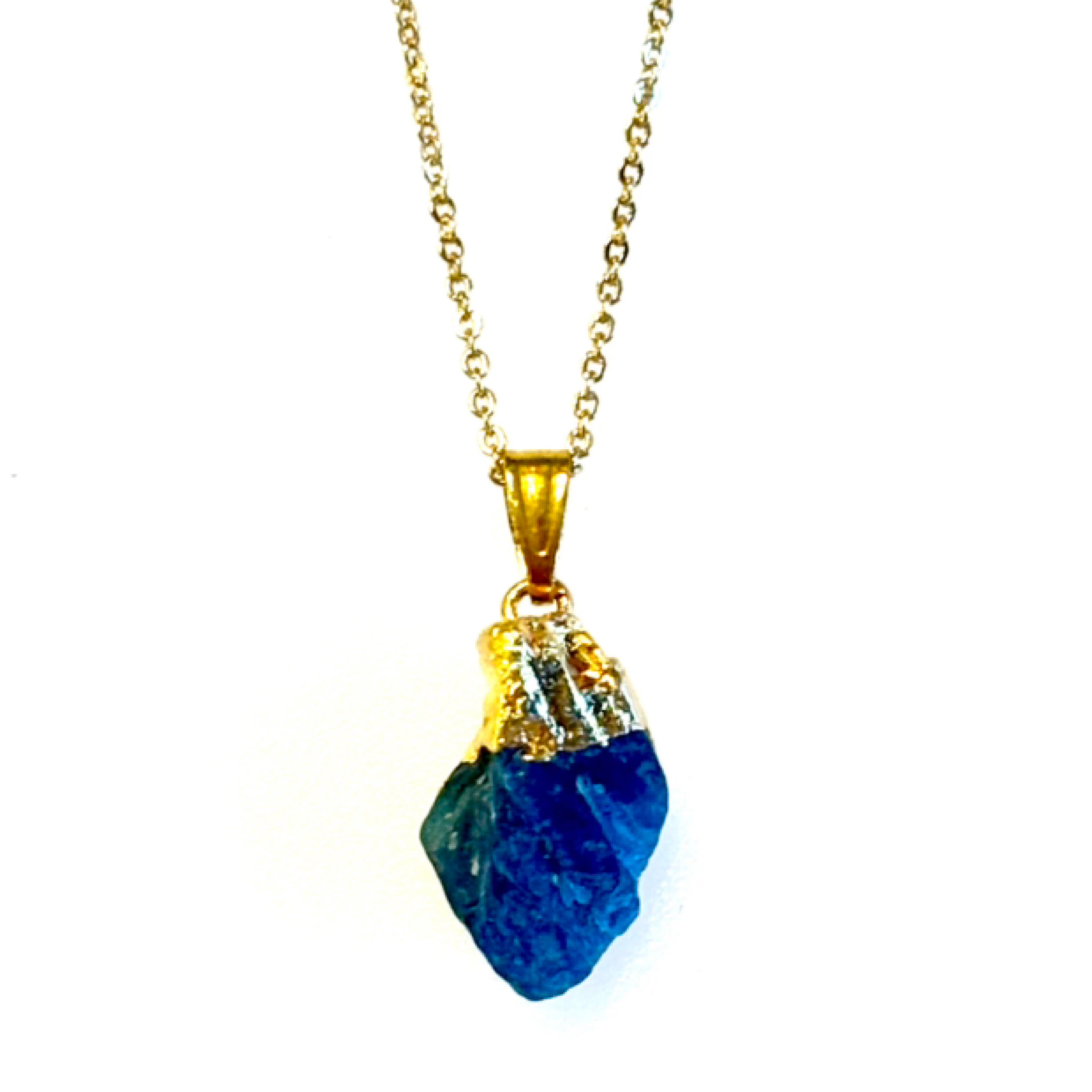 Raw Blue Apatite Necklace