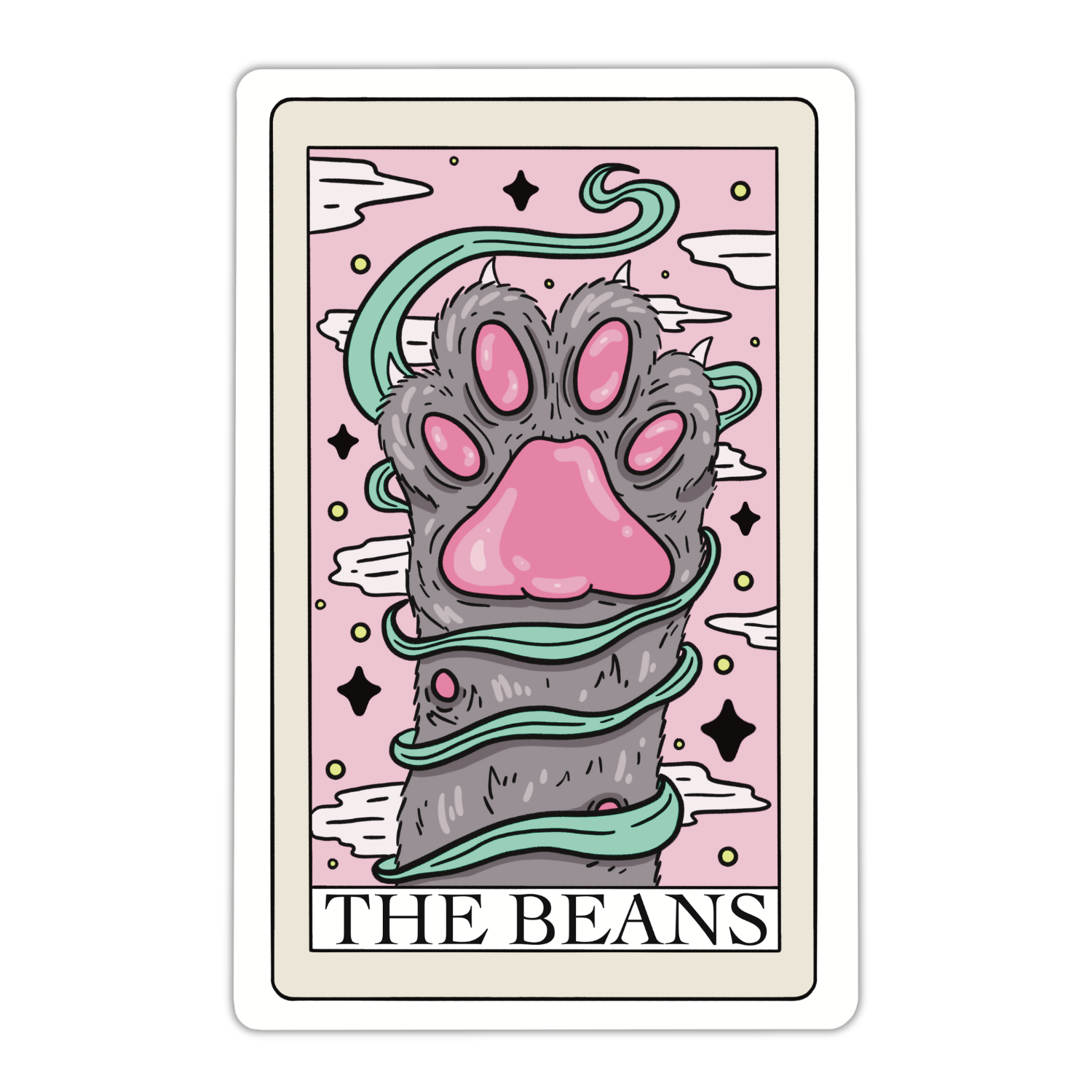 The Beans Cat Tarot Card Holographic Vinyl Sticker