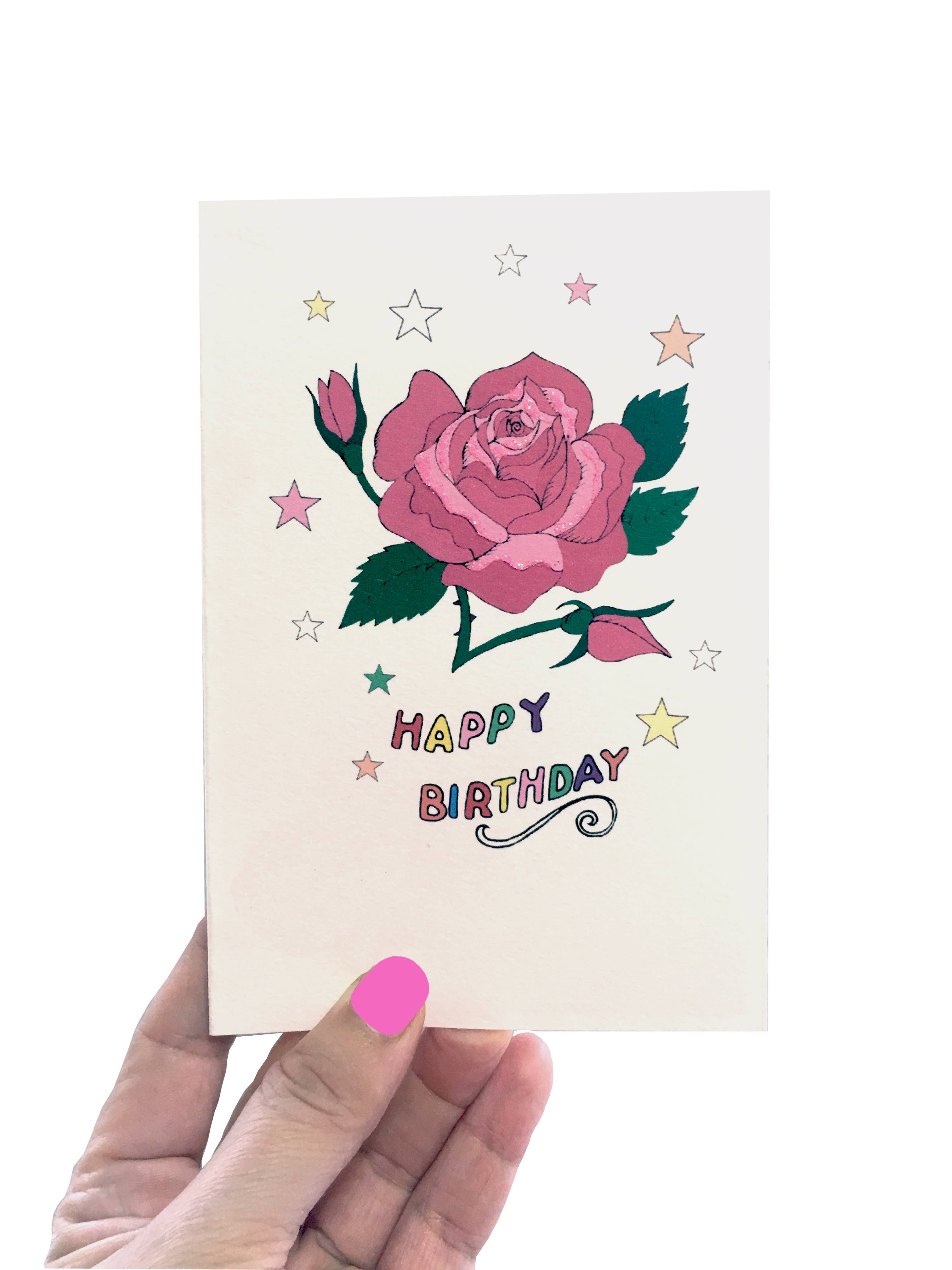 Stars Card - Pink Rose