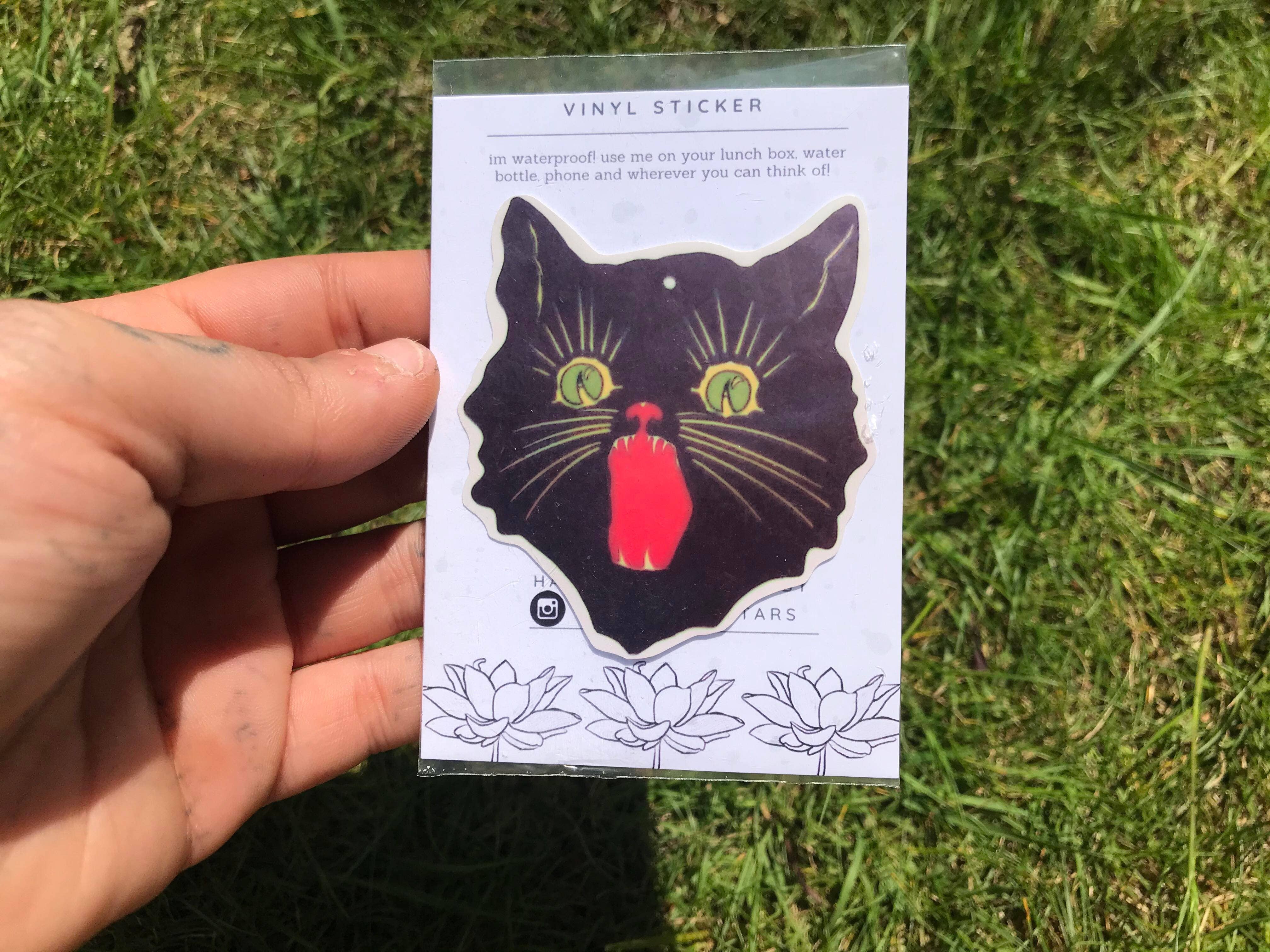 Halloween Cat Face Waterproof Vinyl Decal