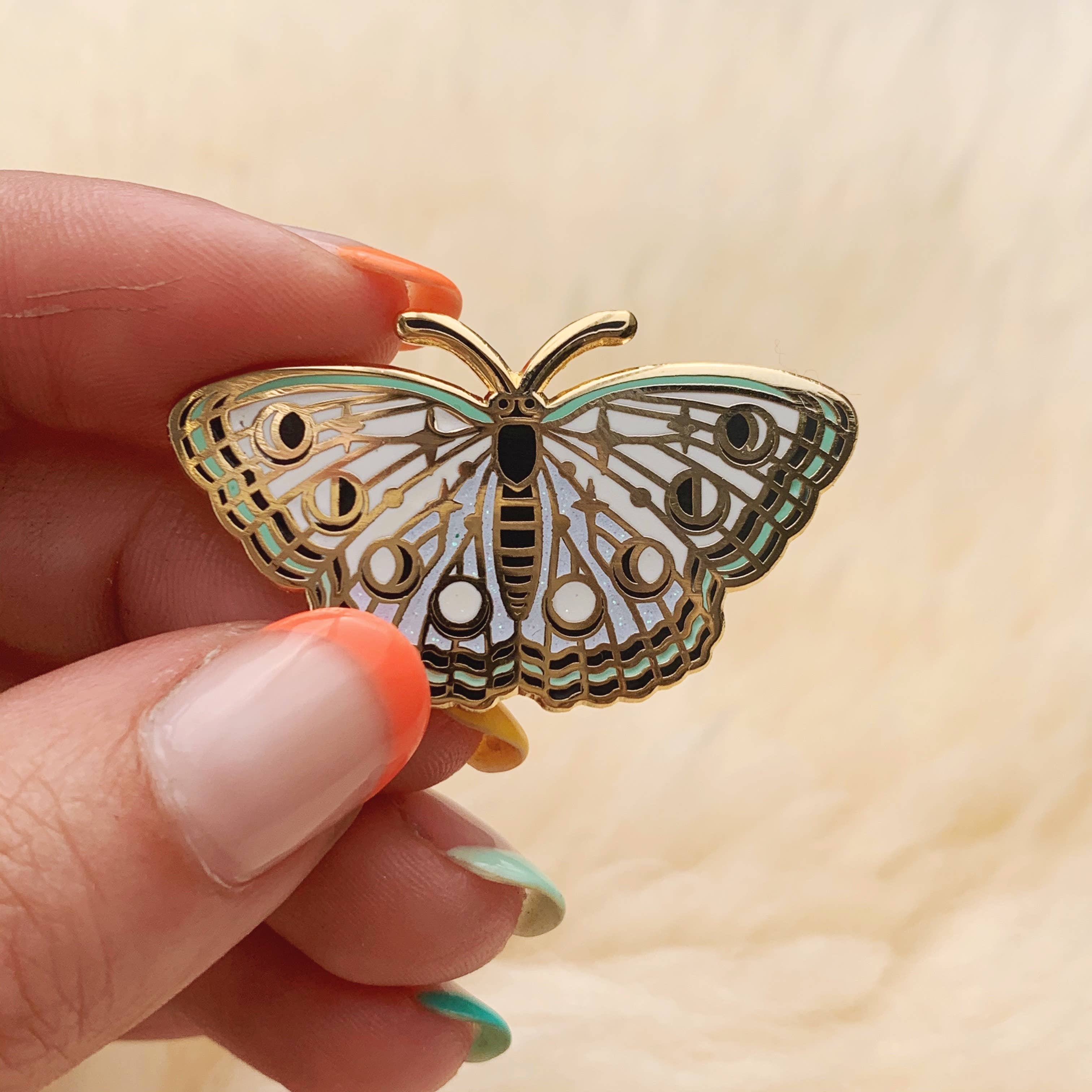 Lunar Butterfly Enamel Pin, photo 2 of 3