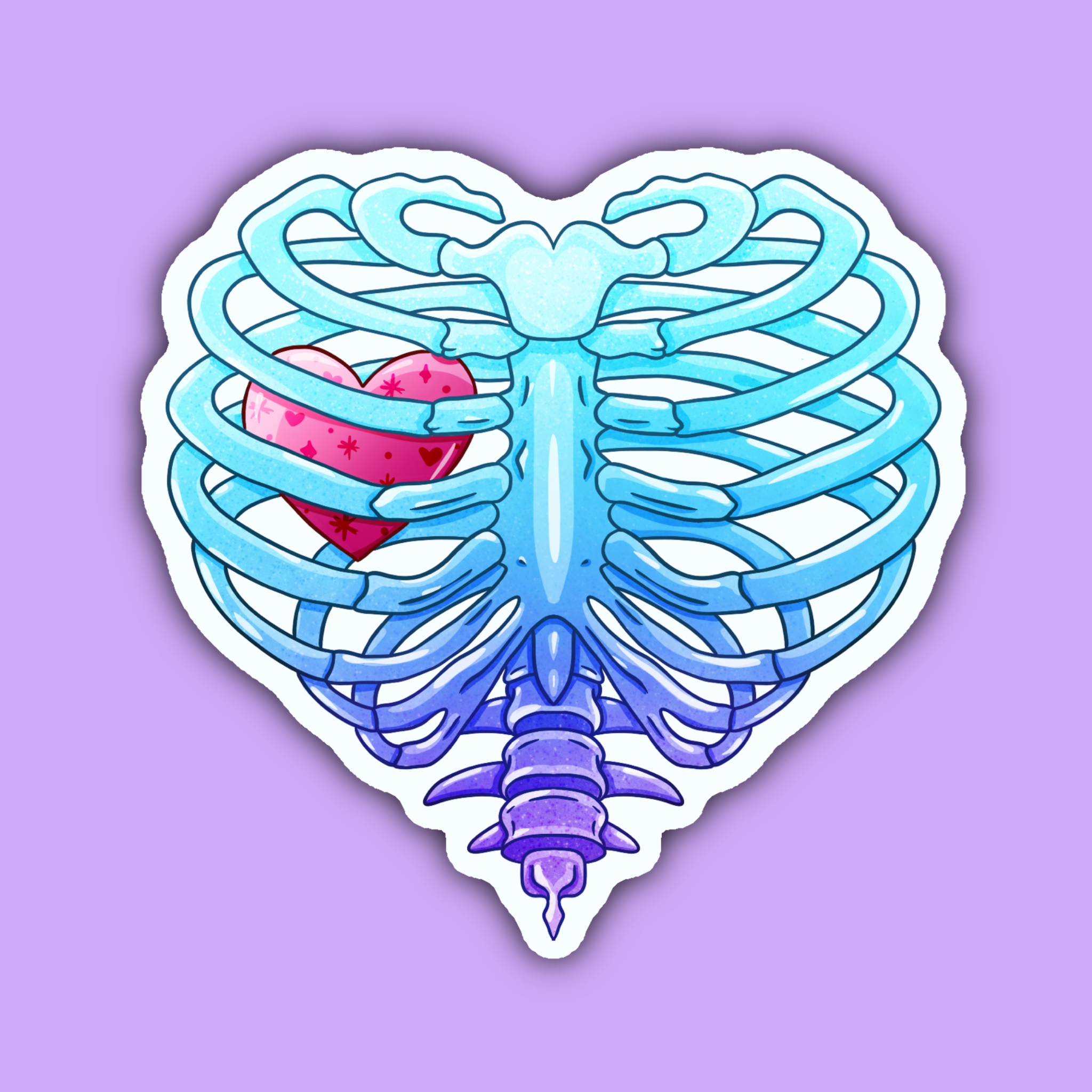 Skeleton Heart Sticker