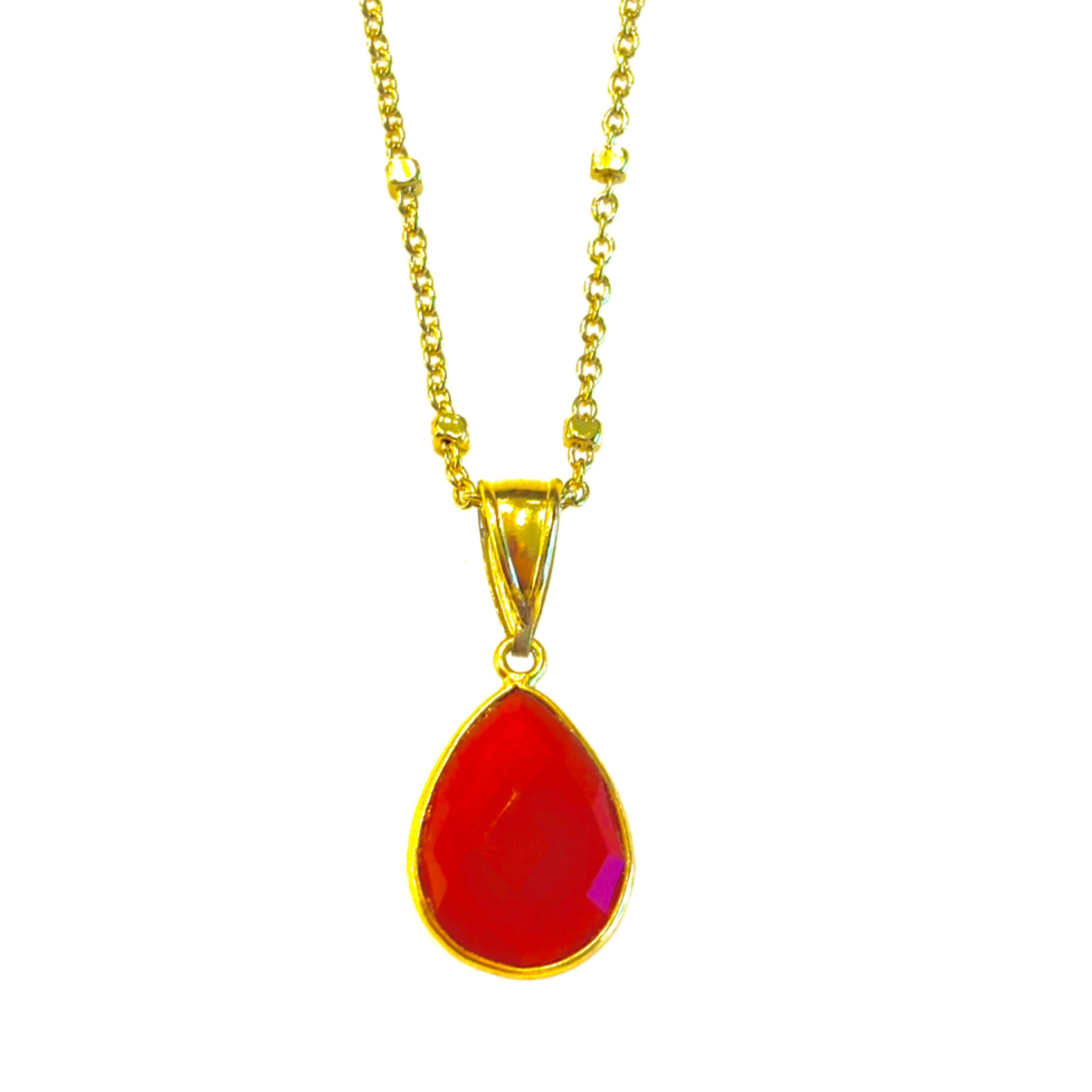 Carnelian Teardrop Necklace